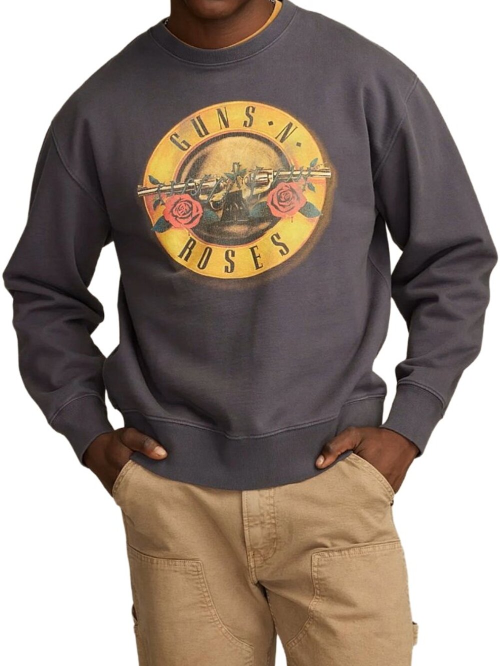 Guns N' Roses x Lucky Brand Crew Sweatshirt Gray 100% Cotton Men's L/XL NWT